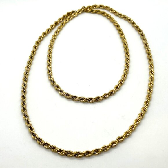 Vintage Monet 36" Rope Chain Necklace Gold-Tone Early Lobster Clasp Statement - Picture 3 of 16